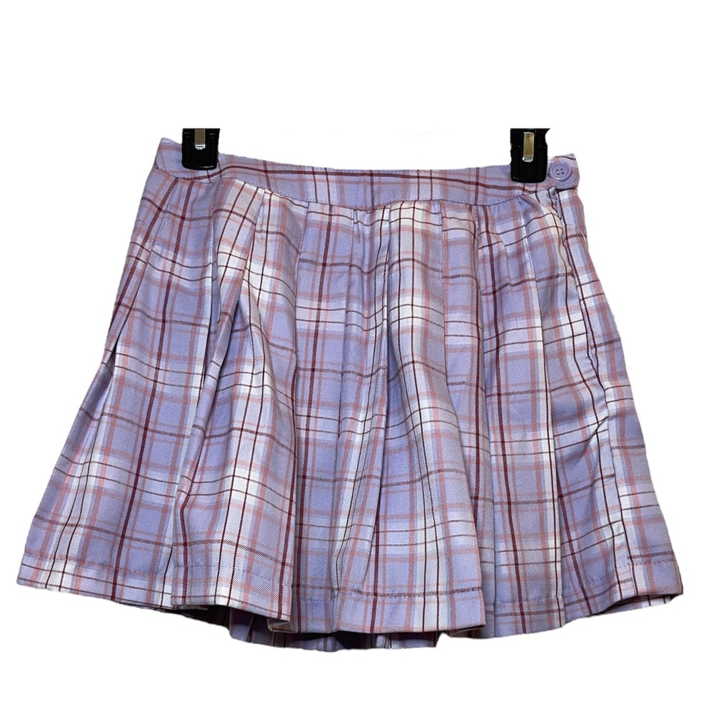 Purple Mini Plaid Skirt